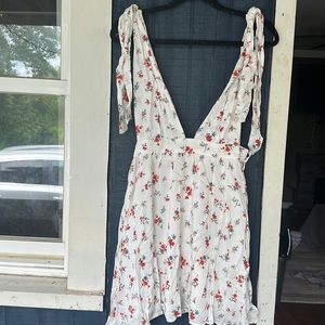 White floral mini dress